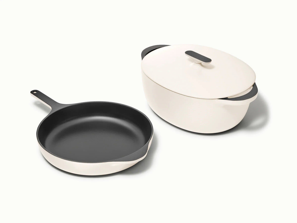 Large Enameled Cast Iron Duo